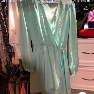 Wrap aqua dress